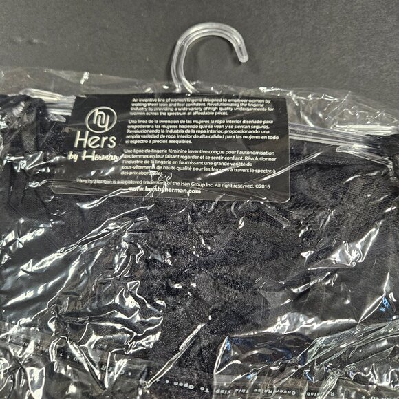 Hers by Herman 36C Black lacy bra with bead with black lacy panties L - Picture 3 of 7